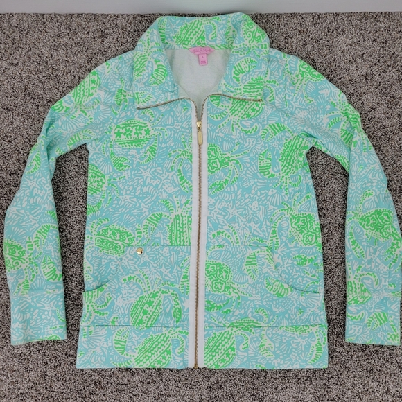 Lilly Pulitzer Jackets & Blazers - Lilly Pulitzer Leona Get Crackin Zip Up Sweatshirt Track Jacket Womens Small